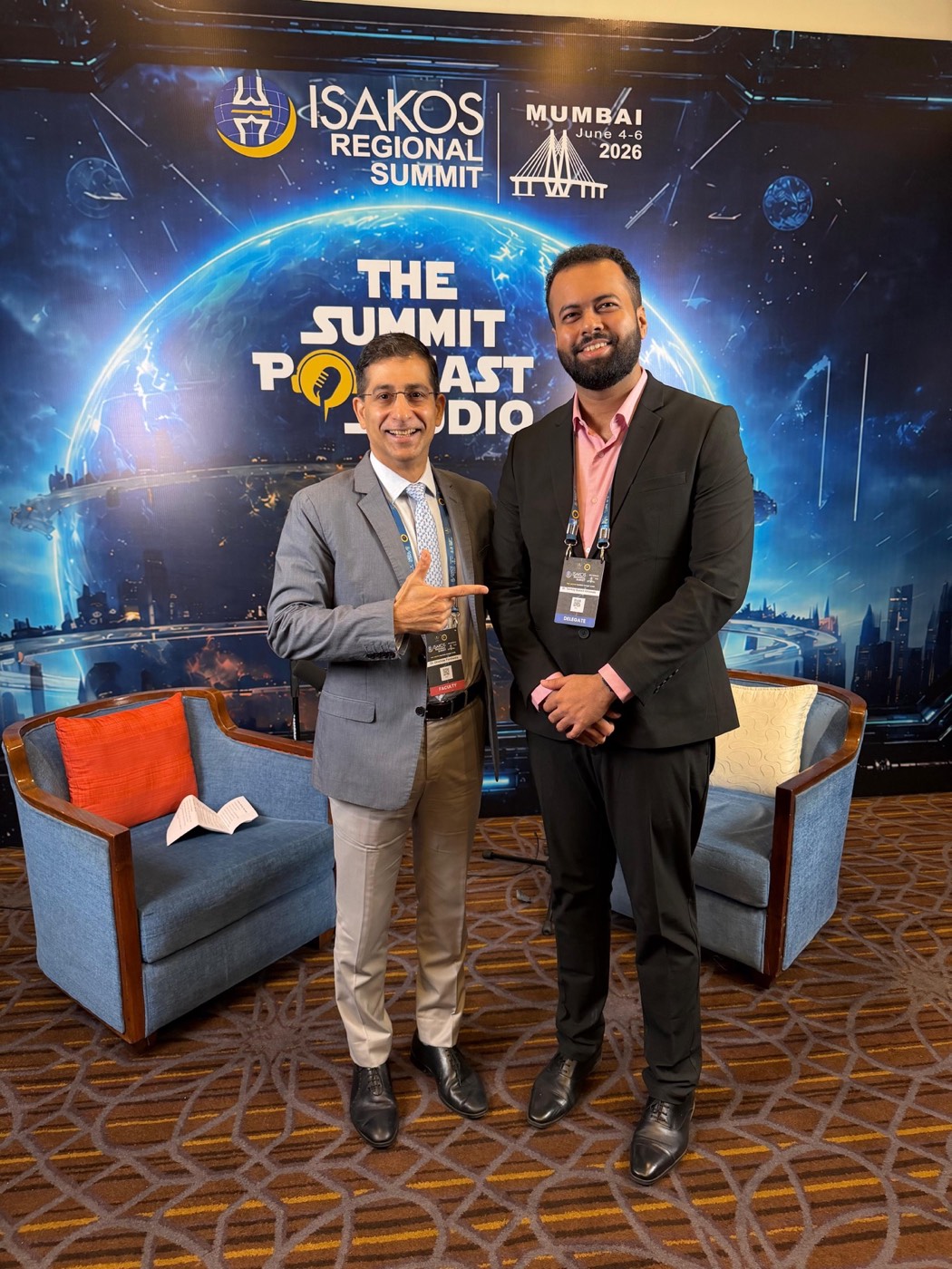Dr. Tanmay Athawale with a guest at The Summit Podcast Studio