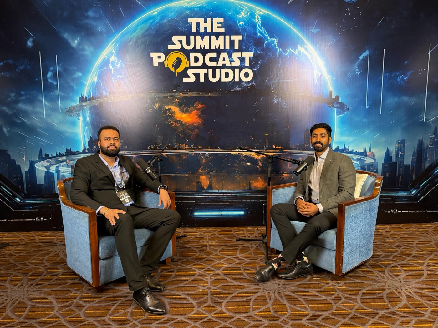Dr. Tanmay Athawale recording a conversation at The Summit Podcast Studio